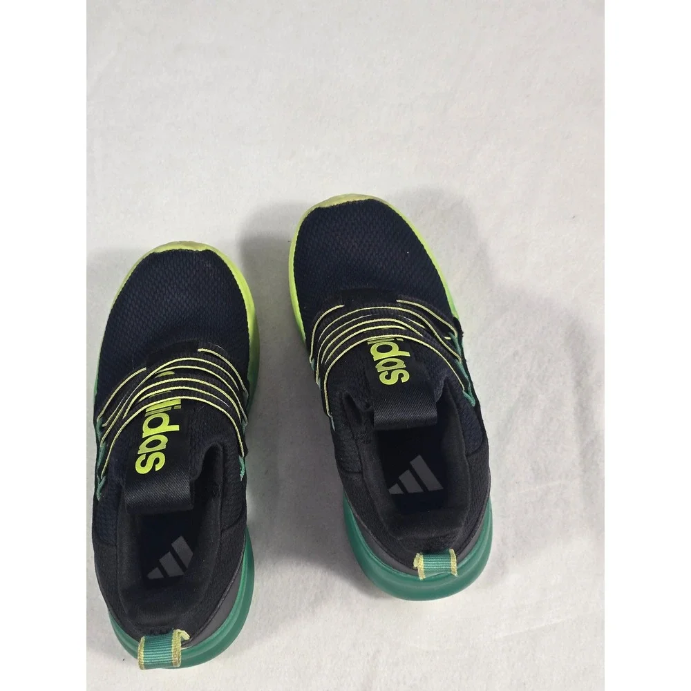 Adidas Cloudfoam Lite Racer Kids Sneakers Black Neon Green US 1 Youth